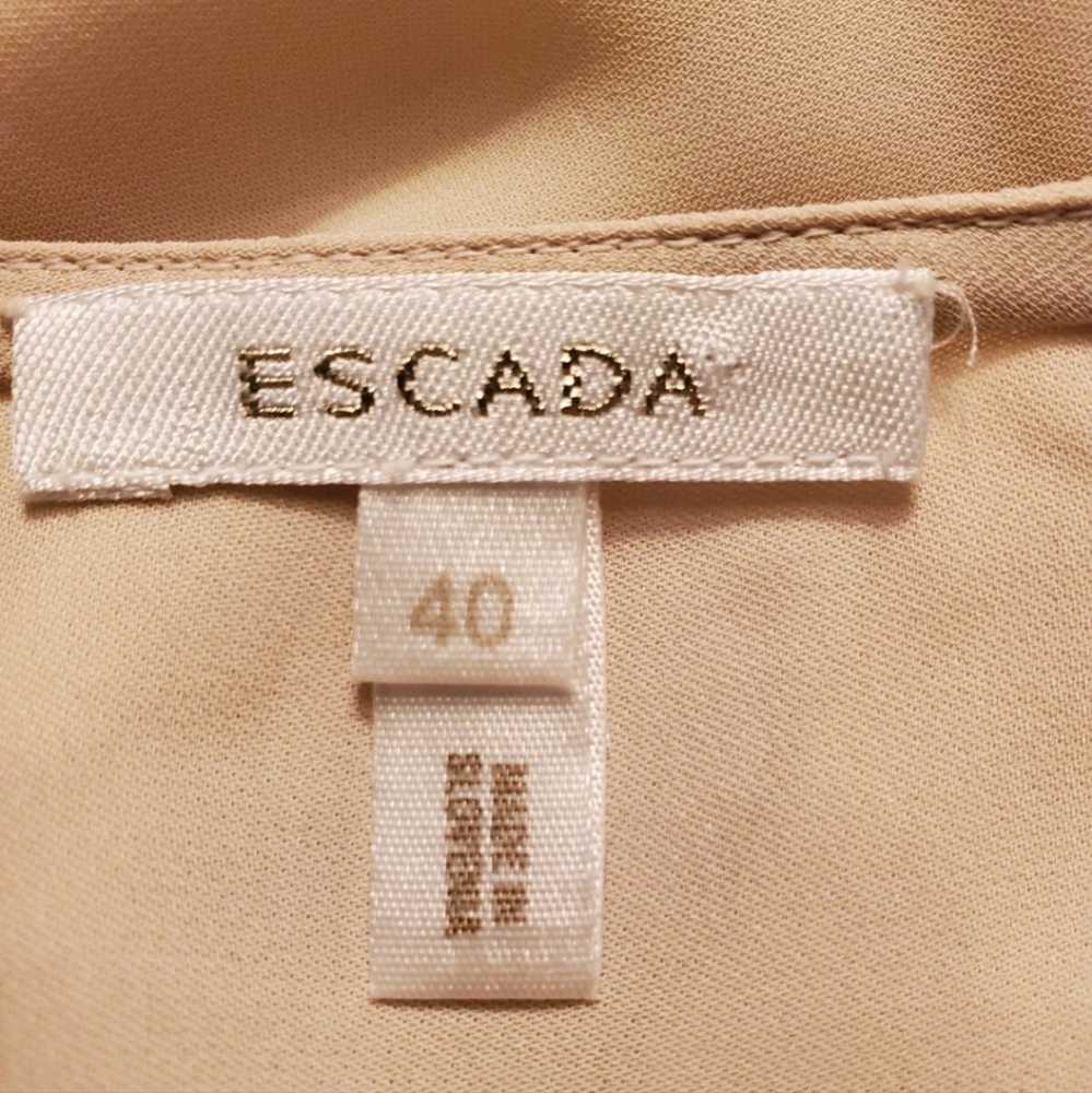 Escada Beige Silk Draped-Shoulder Sleeveless Blouse - Picture 7 of 9